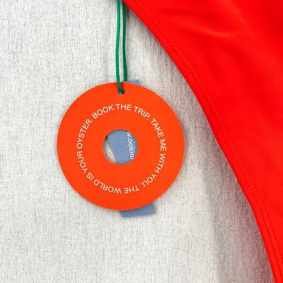 OOKIOH Monaco Bikini Bottom Womens Medium Orange High Leg Ring NWT - Picture 11 of 12